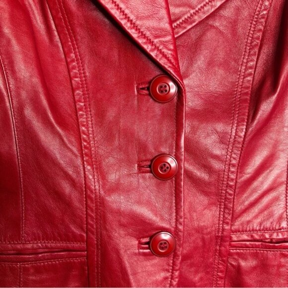 Danier Women's Red Leather Jacket - Picture 2 of 12